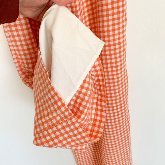 MINKPINK orange gingham picnic smocked strapless wide leg jumpsuit - Picture 11 of 11